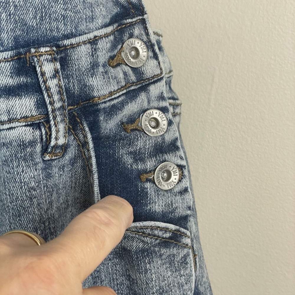 Vintage Y2K YMI Grunge Mineral Washed Denim Overalls Womens 5 XS Tapered Leg - Picture 10 of 16
